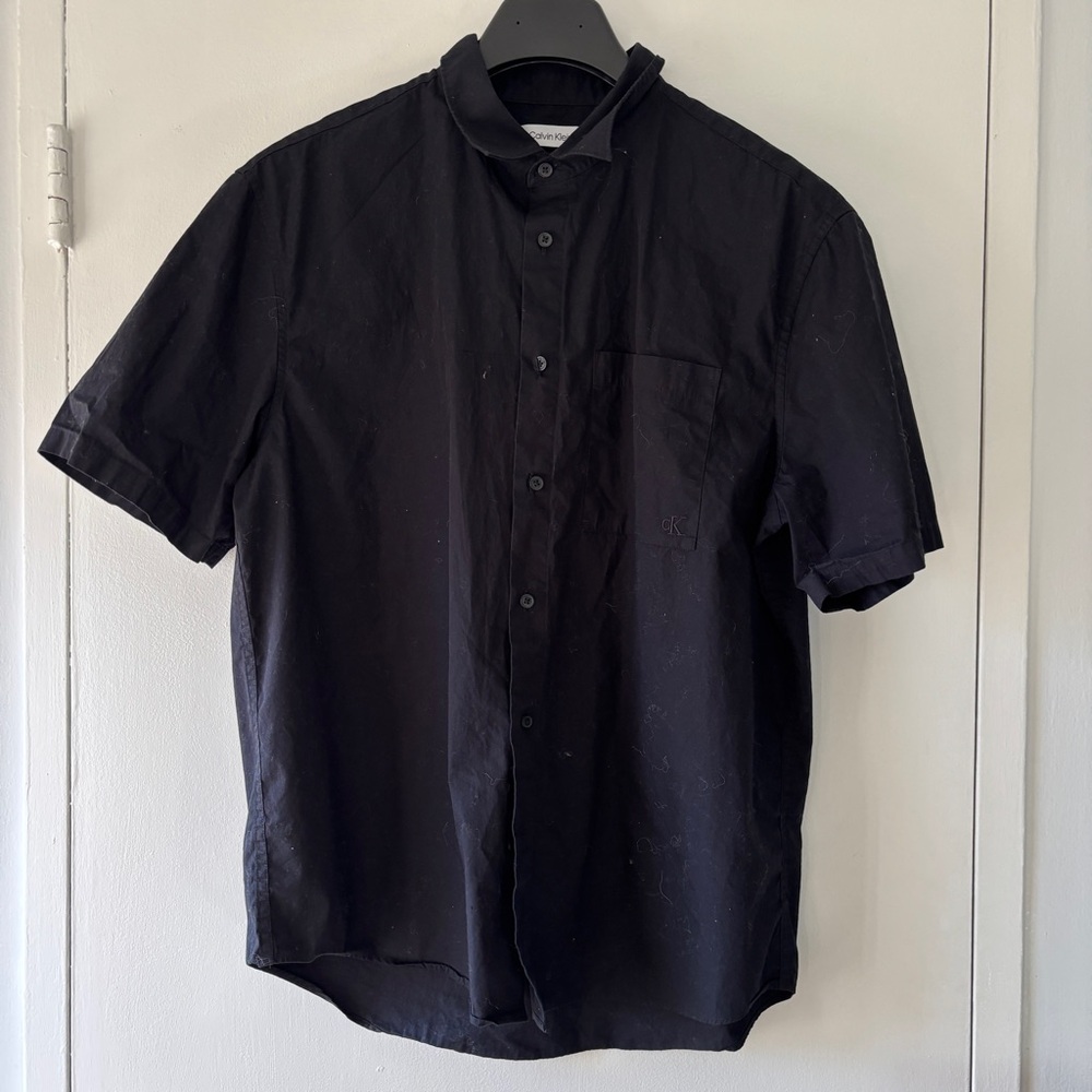 Calvin Klein Boxy Black 100% Cotton Button Up - Size Medium